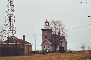 Fog signal building and the lighthouse.
