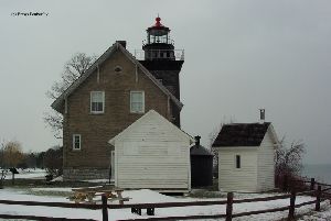 Outbuildings and the lighthouse.