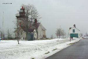 The lighthouse and garage.