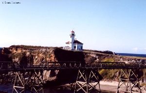 A bridge leading to the lighthouse.