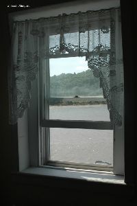 Looking out the lighthouse window.