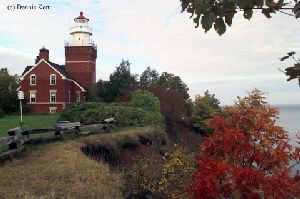 The lighthouse overlooking the bluff.