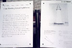 The plaque explaining how the light was moved.