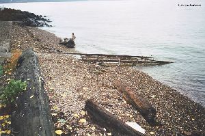 Rails leading from the boat house to the water.