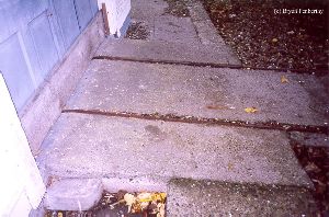 Close up of rails leading to the water.