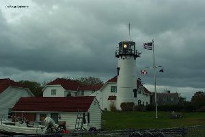 Dark clouds behind the lighthouse.