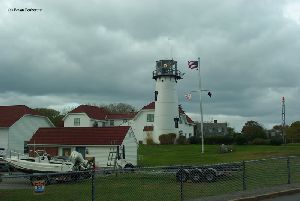 The lighthouse and a flag.