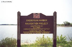 The Cheboygan Harbor sign.