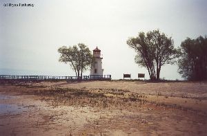 The lighthouse at low tide.