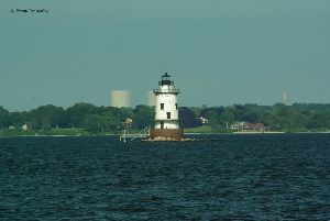 The lighthouse in the river.