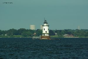 The lighthouse in the river.