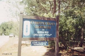 The sign in front of the lighthouse.