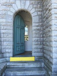 Open front door of Fort Niagara Lighthouse.
