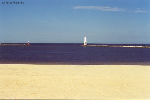 The beach and lighthouse.