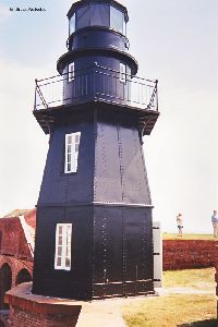 Close up of lighthouse.