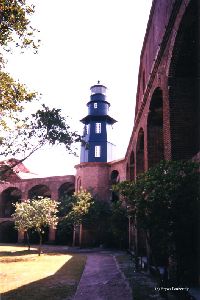 Lighthouse sitting on the fort.