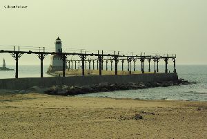 The elevated catwalk and the lighthouse.