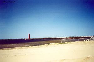 Distance shot of the "red" lighthouse.