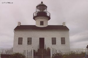 Close up of the lighthouse, looking at the front of the building.