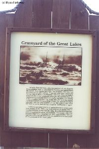 Graveyard of the Great Lakes sign. Over 550 wrecks!