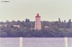 Close up of the lighthouse from across the river.